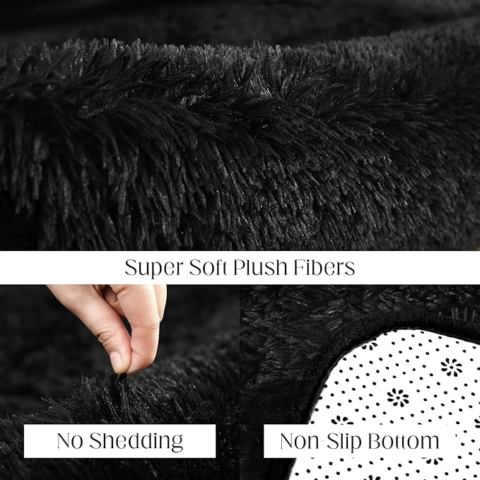 Puremy Black Rug, 6x9 Area Rugs for Living Room, Soft Plush Area Rugs for Bedroom, Non-Slip Indoor Carpet for Nursery, Study Room, Kids Room, Room Decor