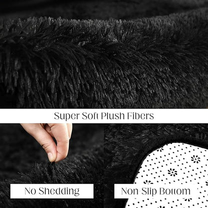 Puremy Black Rug, 8x10 Area Rugs for Living Room, Soft Plush Area Rugs for Bedroom, Non-Slip Indoor Carpet for Nursery, Study Room, Kids Room, Room Decor