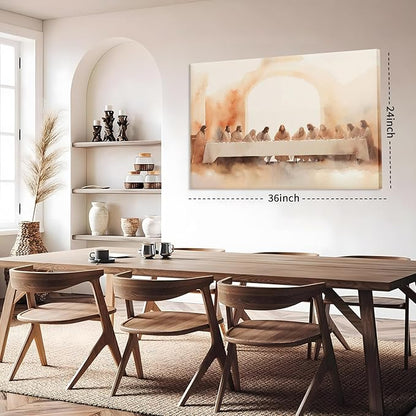 Jesus Last Supper Canvas Wall Art, Leonardo da Vinci Pictures Canvas Print Posters Wall Decor, Christian Wall Art Home Decor for Living Room Dining Room Decor 24x36 inch Framed