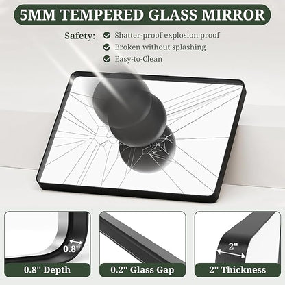 Bathroom Mirror 36x24 Inch Black Metal Frame Rectangle Vanity Mirror with Rounded Corners, Modern Wall Mounted Anti-Rust Mirror for Farmhouse, Restroom, Entryway, Horizontal or Vertical Hanging