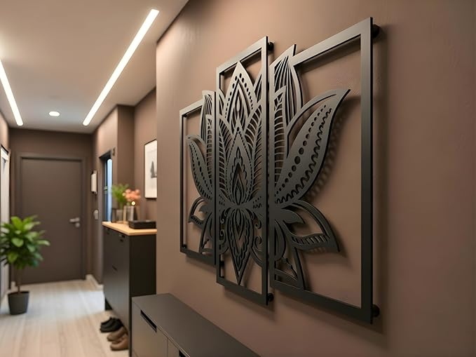 Vailla Wood Wall Art Decor Wall Hanging Sculpture Modern Home Decoration 3 Panels Nature Wall Hangings Large Wooden Wall Arr 3D Textured Sculptures for Living Room Bedroom Office Dinnig Room