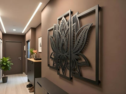 Vailla Wood Wall Art Decor Wall Hanging Sculpture Modern Home Decoration 3 Panels Nature Wall Hangings Large Wooden Wall Arr 3D Textured Sculptures for Living Room Bedroom Office Dinnig Room