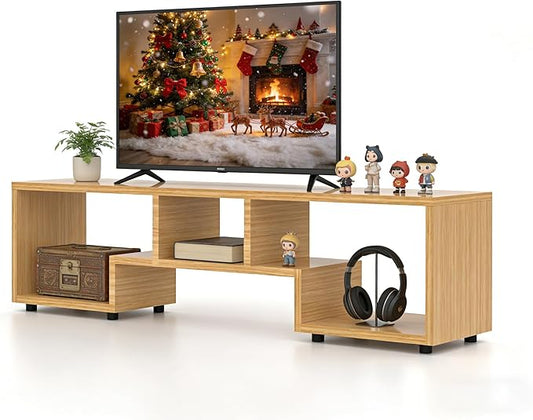 Lightdot TV Stand for TVs up to 55'', Modern Entertainment Center with Open Storage Large Capacity for Collection, Media TV Table Console for Living Room/Bedroom/Sofa Cabinet, Easy Assembly - Walnut