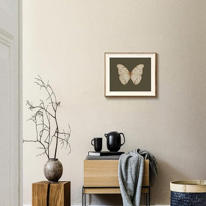 Uniro Vintage Framed Wall Art, Classical Butterfly Oil Paintings, Dark Moody Insect Canvas Prints Artwork with Antique Frame, Saige Green Wall Decor Pictures for Bedroom, Kitchen, Shelf, Bathroom Wall Decor, Cottagecore Room Decor - 10x12Inch