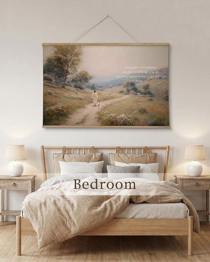 InSimSea 36x54 Extra Large Canvas Scroll Wall Art, Jesus with Sheep Bible Verse Religious Decor, Inspirational Christian Oil Painting for Living Room, Prayer Room, Church