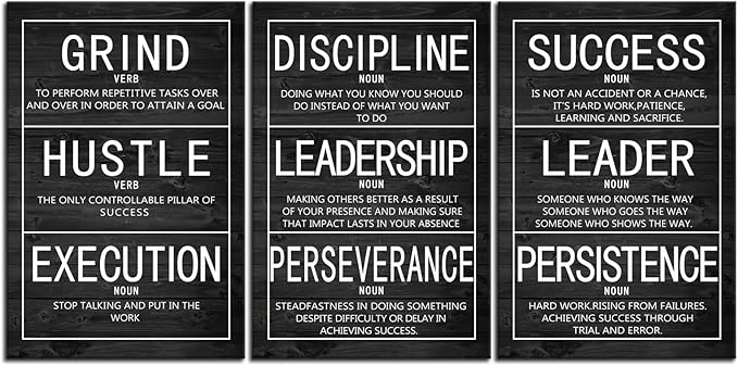 Inspirational Wall Art Motivational Poster 3 Pieces Canvas Prints Artwork for Office Living Room Modern Home Decor Inspiring Painting Pictures Stretched and Framed Ready to Hang [72''Wx 36''H]