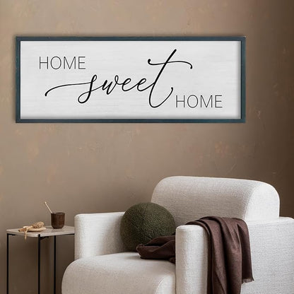 FZMHASLWW Home Sweet Home Wall Decor, 32”X 12” Farmhouse Living Room Above Couch Room Rustic Horizontal Sign, Modern Family Hanging Plaque Wall Art (Black)