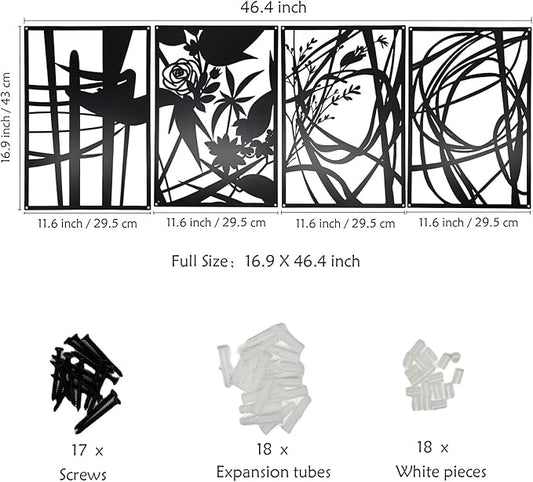 AIM & GGKK 4-Pack Minimalist Metal Wall Art Decor - Rustproof Abstract Line Decor for Bathroom, Living Room & Bedroom - Lightweight & Easy-to-Hang Modern Gallery Set for Empty Walls (17"x12", Black)