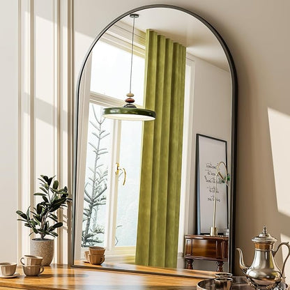 GLSLAND 24“x36” Arched Bathroom Mirror for Wall, Metal Frame Vanity Mirror, Arch Decorative Wall Mirrors for Living Room, Bedroom, Entryway, Mantle Black Dresser Mirror