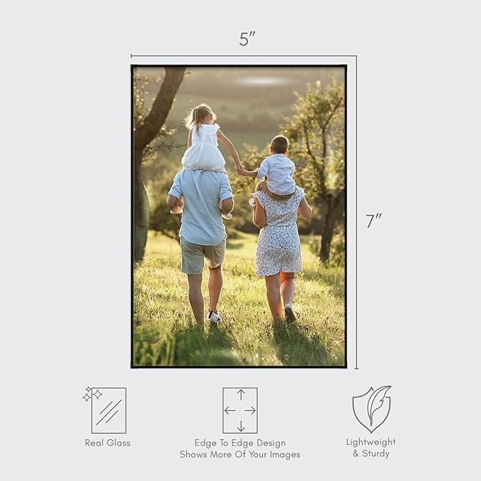 MANTELLO ESSENTIALS Picture Frames, 5x7 Picture Frame Buk, 6 Pack of Black Thin Frames, 5x7 Frame, Picture Frame Set of 6