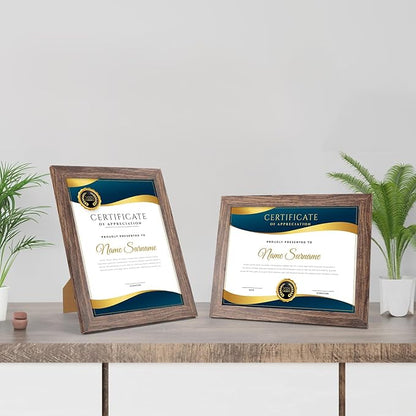 PETAFLOP 8.5x11 Picture Frame Set of 7, Rustic Certificate Frame Display 8.5 by 11 Inch Photo for Wall or Tabletop