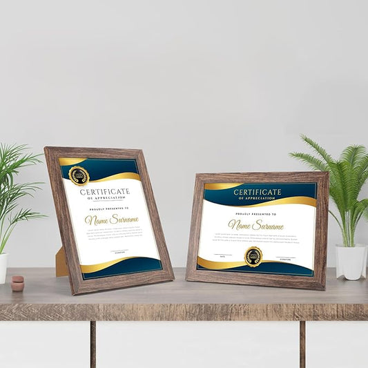 PETAFLOP 8.5x11 Picture Frame Set of 7, Rustic Certificate Frame Display 8.5 by 11 Inch Photo for Wall or Tabletop