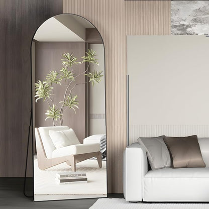 Full Length Mirror 71"x25" Arch Mirror Floor Mirror with Stand Wall Mirror Black Arched Full Body Mirror Standing Hanging or Leaning Against Wall Bedroom Mirrors for Entry, Living Room