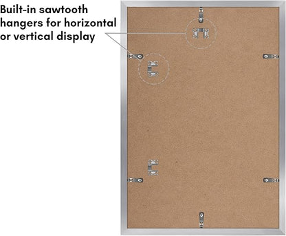 Americanflat 13x19 Picture Frame with Polished Plexiglass - Set of 5 - Use as 11x17 Frame with Mat or Display 13x19 Photo Without Mat - Galleria Collection - Picture Frames for Wall Display - Silver