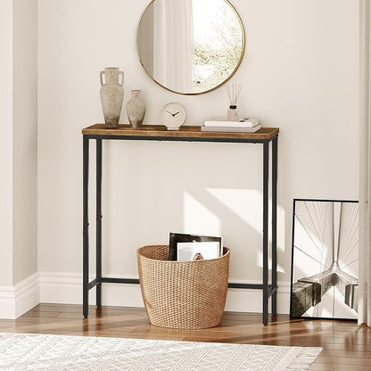 HOOBRO 2 Pack Narrow Console Table, 29.5" Small Entryway Table, Thin Long Sofa Side Display Table, for Hallway, Bedroom, Living Room, Foyer, Rustic Brown and Black BF75XGP201