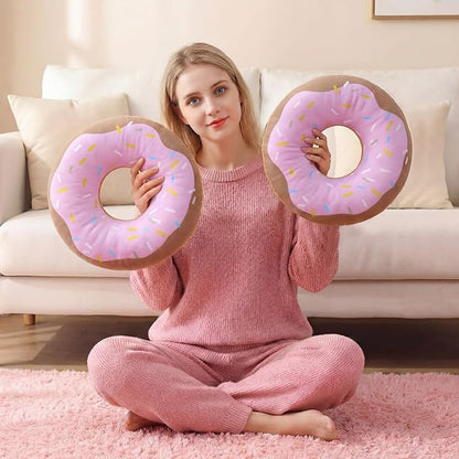 2 Pack Dount Pillows Food Round Throw Pillow 10 x 10 Inch Soft Plush Funny Food Shaped Doughnut Pillow Couch Chair Bed Bedroom Room Home Wedding, Anniversary