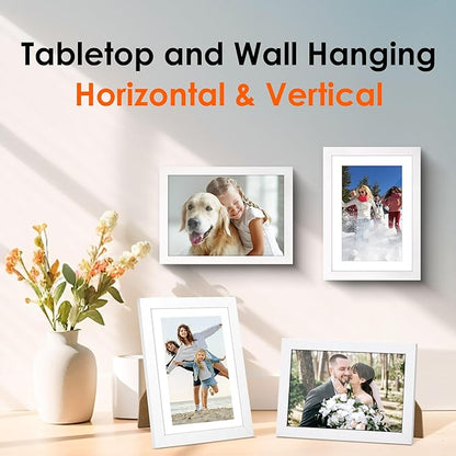 FIXSMITH 5x7 Picture Frame Set of 2, Photo Frame with HD Plexiglass, Display Pictures 4x6 with Mat or 5x7 Without Mat, White Picture Frames Collage for Tabletop or Wall Display