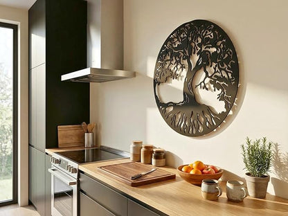 Vailla Tree Ring Wall Art Wall Art 3D Wooden Wall Decor Round Wood Hanging Sculpture Modern Home Decoration Textured Sculptures for Living Room Bedroom Office Dinnig Room Family Tree Wall Decor