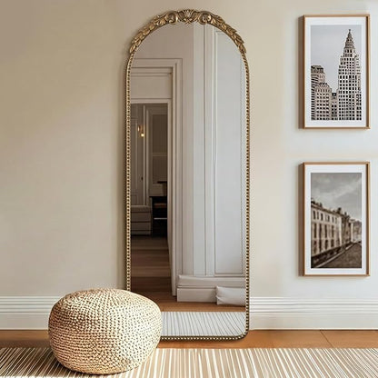 Besdomus Vintage Full Length Mirror: 56"x 21" Large Gold Floor Mirror - Traditional Ornate Baroque for Bedroom/Cloakroom/Entryway/Hallway - Home Decor for Living Room