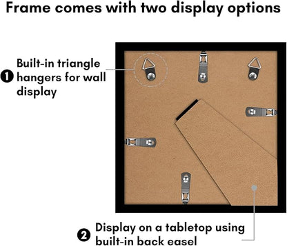 Americanflat 8x8 Picture Frame with Polished Plexiglass - Set of 5 - Use as 5x5 Frame with Mat or Display 8x8 Photo Without Mat - Galleria Collection - Square Frames for Tabletop and Wall - Black