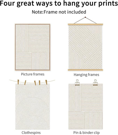 Beige Abstract Wall Art Pictures Set of 3 Boho Modern Canvas Wall Decor Neutral Line Wall Art Minimalist Art Abstract Beige Prints Painting Modern Artwork for Living Room Bedroom 16x24 Inch UNFRAMED