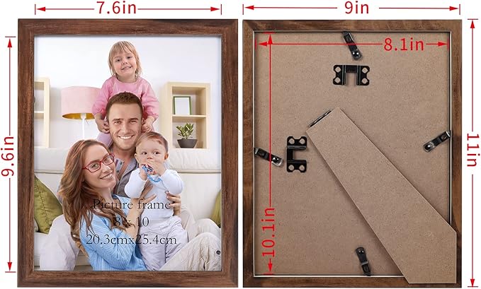 Giftgarden 8x10 Picture Frame Brown Set of 12, Multi Rustic Walnut Wood-Color 8 by 10 Photo Frames Bulk for Wall or Tabletop Display