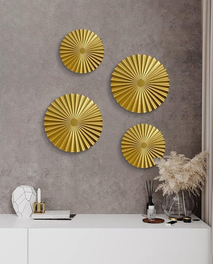 ITrixgan Aesthetic Bedroom Wall Decor Above Bed, Gold Metal Art Wall Decor For Bedroom, Modern Wall Hanging Decor Metal Decorative Wall Art Set, Sunburst Wall Decorations For Living Room