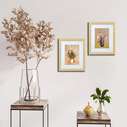 8x10 Picture Frame Made of Solid Wood Photo Frame with Real Glass for Pictures 5x7 with Mat or 8x10 Without Mat, Wall Mount or Tabletop Gallery Photo Frames,Natural,2 Pack