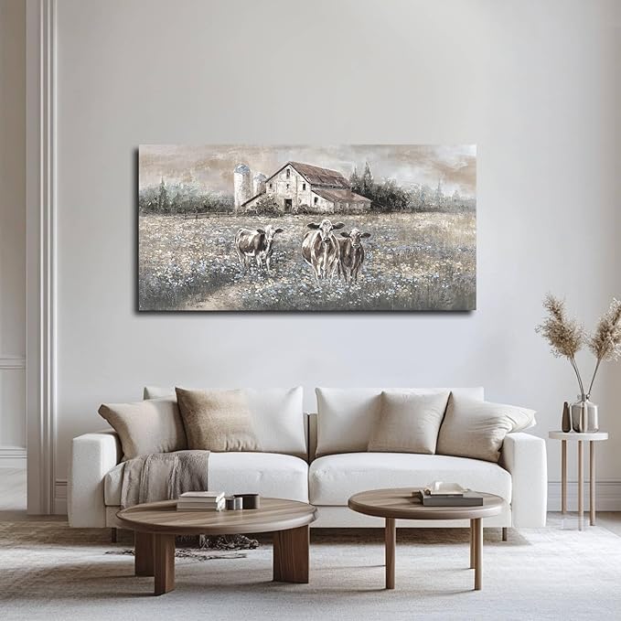 Cow Wall Printings Posters Animal Pictures Wall Art Black and White Wall Decorations for Dining Room Bedroom Office 24×48 Inch Nature Room Decor
