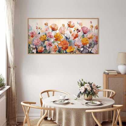 DRACIT Nature Pink Floral Framed Canvas Wall Art Set,Boho Colorful Wildflowers Botanical Wall Decor, Modern Aesthetic Bohemian Flowers Art Print for Living Room,Bedroom-20 x40