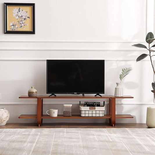 TV Stand for 65 inch TVs, Large Media TV Console with Storage Shelf, Modern Entertainment Center TV Stands for Living Room, Bedroom, 55" TV Table, Classic Walnut