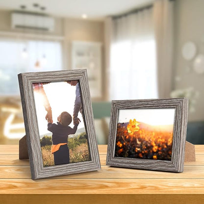 Giftgarden 4x6 Picture Frame Distressed Grey, 4 by 6 Rustic Wood-grain Gray Photo Frames Bulk for Wall or Tabletop, 12 Pack