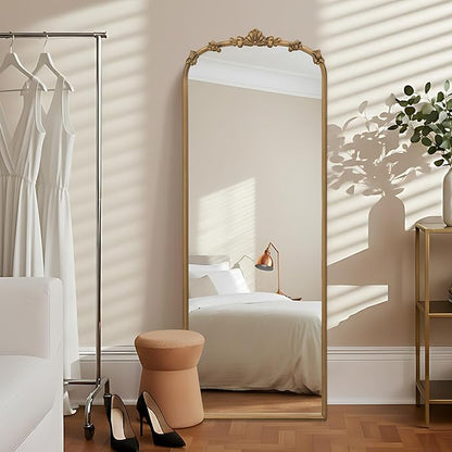 Besdomus Full Length Gold Mirror: 21''x56'' Baroque Vintage Floor Long Body Mirror - Traditional Ornate Antique Decorative for Dressing Room/Bedroom/Living Room/Entryway/Hallway/Wall/Home Decor