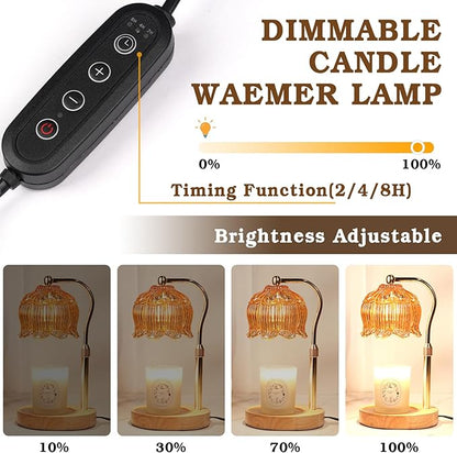 Funistree Candle Warmer Lamp for Yankee Jar Candles, Height Adjustable Candle Warming Lamp with Timer, Birthday Gifts for Women Her Wife, Mom Gifts, House Warming Gift New Home Decor