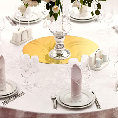 Thyle 6 Pcs 12 Inch Acrylic Round Mirror for Table Centerpieces Circle Mirror Candle Plates for Wall Wedding Table Centerpieces for Christmas Party Decor, Thickness 1 mm (Gold)