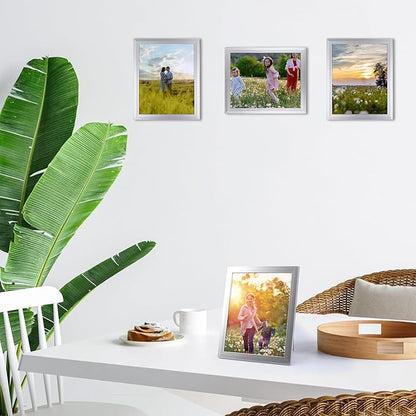 Giftgarden 8x10 Picture Frame Silver Set of 12, Multi Modern 8 by 10 Photo Frames Bulk for Wall or Tabletop Display