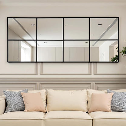 Prywot Full Length Mirror, 56"x22" Window Pane Mirror for Wall Decor, Full Body or Wall Mounted Mirrors, Farmhouse Standing Mirrors Hanging or Leaning for Living Room, Entryway, No Stand