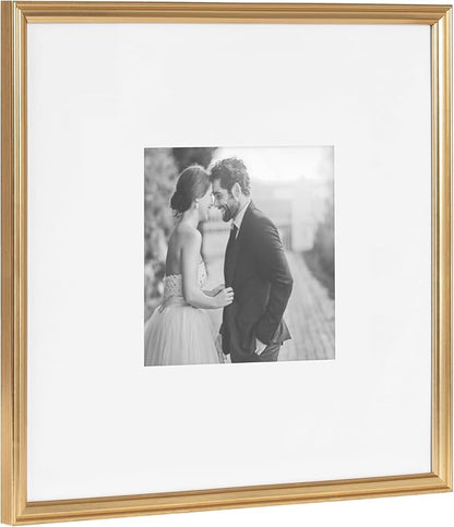 Kate and Laurel Adlynn Square Picture Frame Set of 3; 16 x 16 matted to 8 x 8; Gold; Modern Three-Piece Frame Set for Gallery Wall Frame Set in Living Room Wall Decor