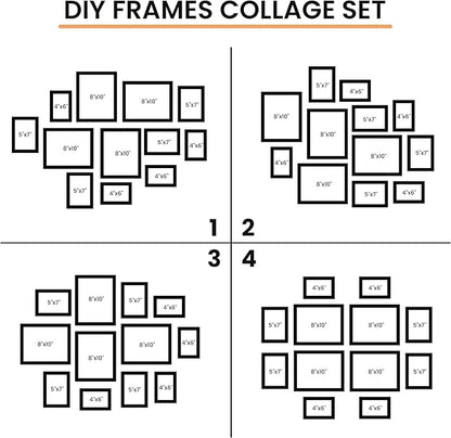 Venusmiles 12 Pack Picture Frames Collage Wall Decor, Gallery Frame Set for Wall Mounting or Tabletop Display, Multi Sizes Including 4pcs 8x10, 4pcs 5x7, 4pcs 4x6, Walnut