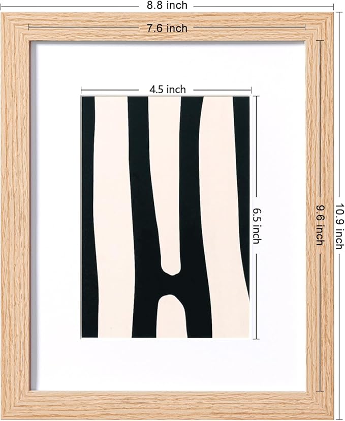 eletecpro 8x10 Picture Frames Set of 10, Picture Frame Collage Wall Decor Display 5x7 Photo with Mat or 8x10 without Mat, Home Decor Gallery Frame for Table Top or Wall Mounting, Natural
