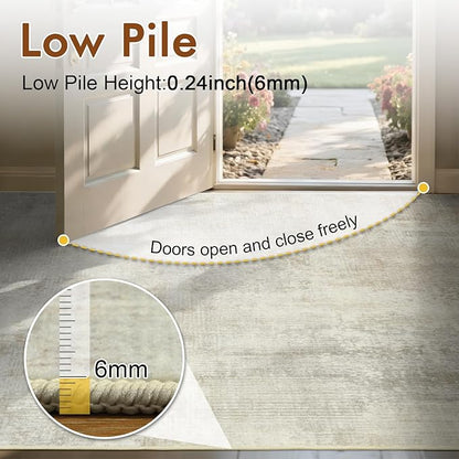 6x9 Ft Large Area Rugs for Living Room, Soft Non-Slip Washable Rugs Modern Abstract Pattern Carpet for Bedroom Indoor Floor Nursery Home Decor (Beige)