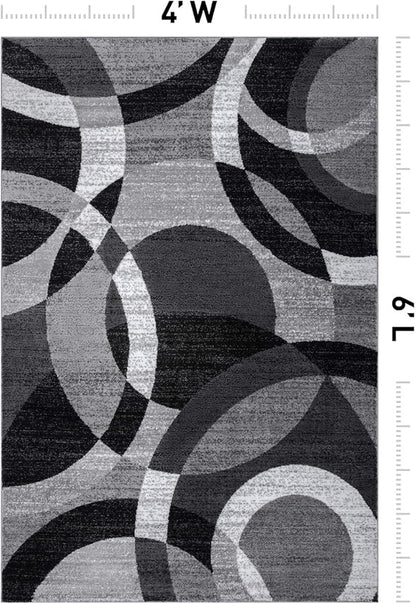 Rugshop Gray Medium Indoor Area Rug, Abstract Circles, High-Traffic, Non-Shedding, for Living Room, Home Office and Bedroom, 4' x 6'