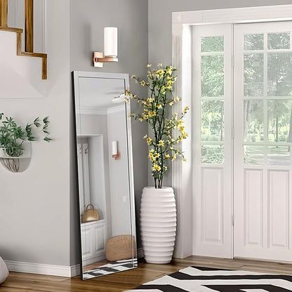 Syndra 65‘’x24‘’ Beveled Edge Full Length Mirror, Frameless Wall-Mounted & Glass Frame Mirror, Large Rectangle Full Body Mirrors for Bedroom, Living Room, Bathroom, Entryway(Vertical or Horizontal)