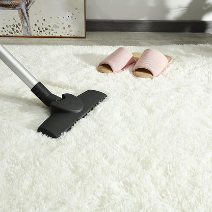 Andecor Soft Fluffy Bedroom Rugs, 4 x 6 Feet Indoor Shaggy Plush Area Rug for Boys Girls Kids Baby College Dorm Living Room Home Decor Floor Carpet, Cream White