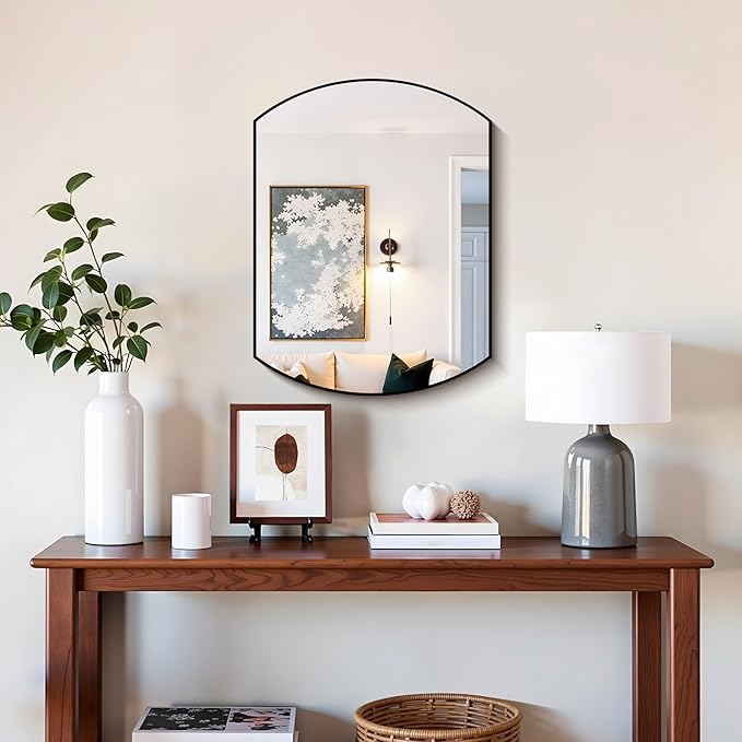 COFENY Bathroom Mirror, 18x24 Inch Black Oval Wall Mounted Mirror with Thin Metal Frame, Modern Bathroom Vanity Mirrors for Over Sink, Entryway, Living Room, Bedroom