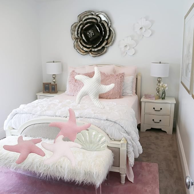 Marble Empire Starfish Pillow for Couch and Bed, Coastal Decor Throw Pillow, Ocean Beach Theme Accent Pillow for Living Room（Pink）