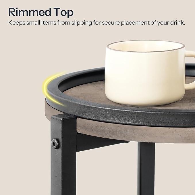 HOOBRO Small Round Side Table, 3-Tier Tall Coffee Drink Table for Sofa Couch, 28.7" H Slim Nightstand, Circle Accent End Table for Living Room, Corner, Bedroom, Greige BG182BZ01