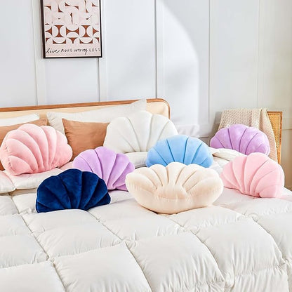 Uvvyui Beige Shell Pillow, Seashell Decorative Throw Pillow Beach Pillow, Soft Velvet Shell Shaped Pillow Room Decor, 18" Seashell Throw Pillow Ocean Pillow Stylish Cushion