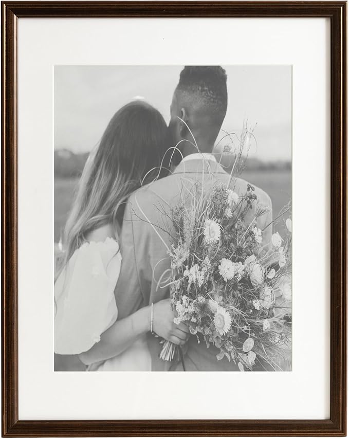Kate and Laurel Adlynn Rectangle Picture Frame Set of 3; 14 x 18 matted to 11 x 14; Bronze; Vintage Three-Piece Frame Set for Gallery Wall Frame Set in Living Room Wall Decor