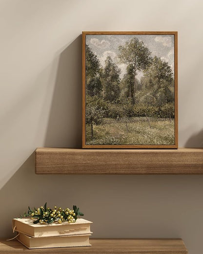 InSimSea Framed Canvas Prints Art Vintage Decor, Farmhouse Wall Art, Poplars Oil Pantings Wall Pictures, Nature Rustic Scenery Landscape for Living Room Bedroom Bathroom, 11"x14"